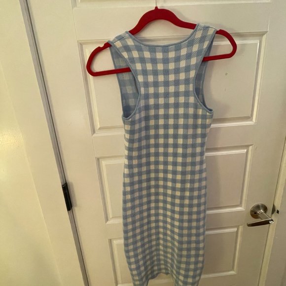 Staud Blue & White Checkered Sweater Dress - Picture 4 of 6